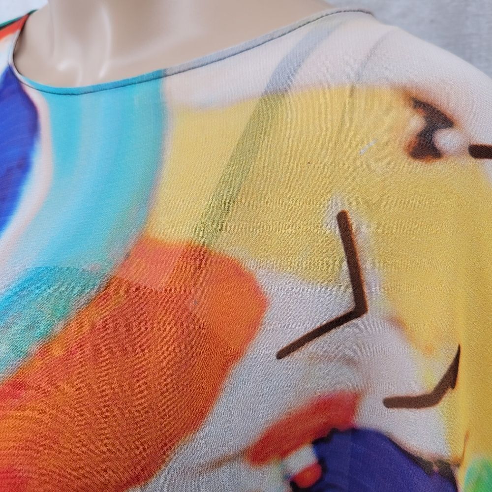 Abstract Print Lightweight Poncho - Multicolor - Picture 12 of 13